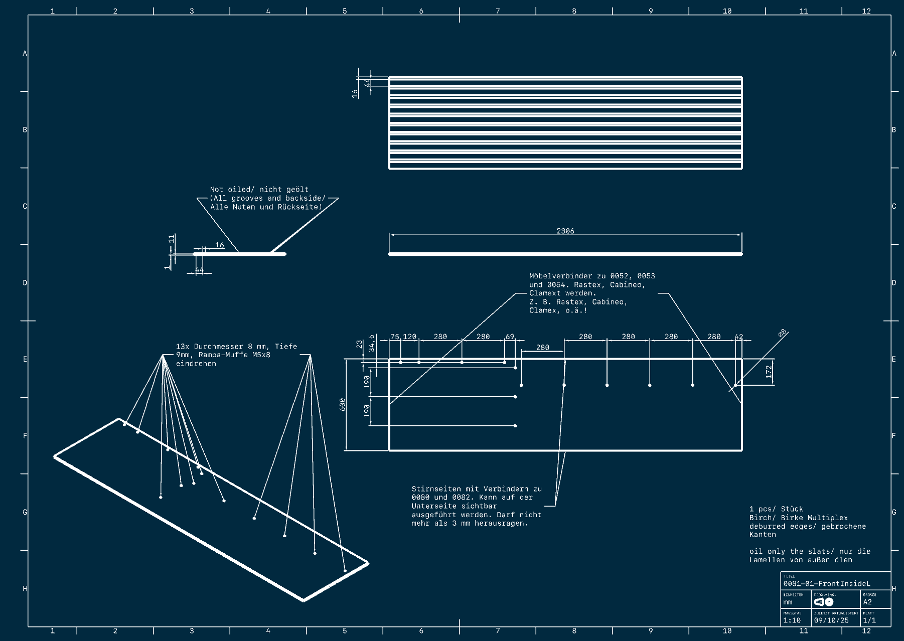Coub front panel blueprint detail