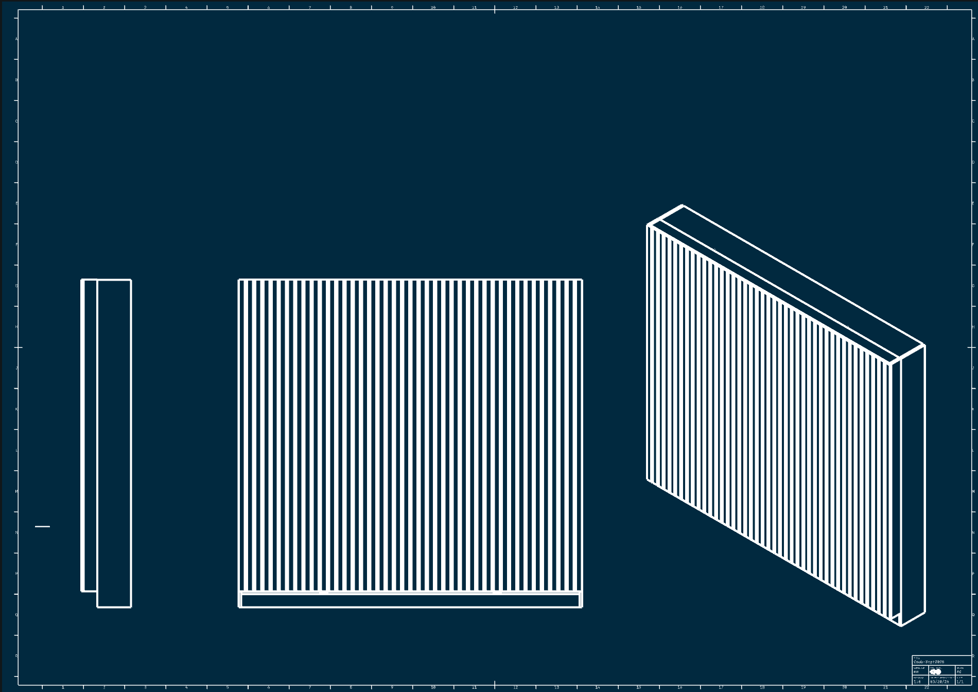 Coub blueprint — three views